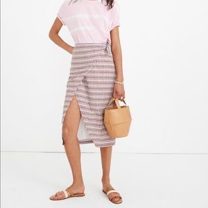 Madewell Sarong Midi Skirt in Rainbow Gingham